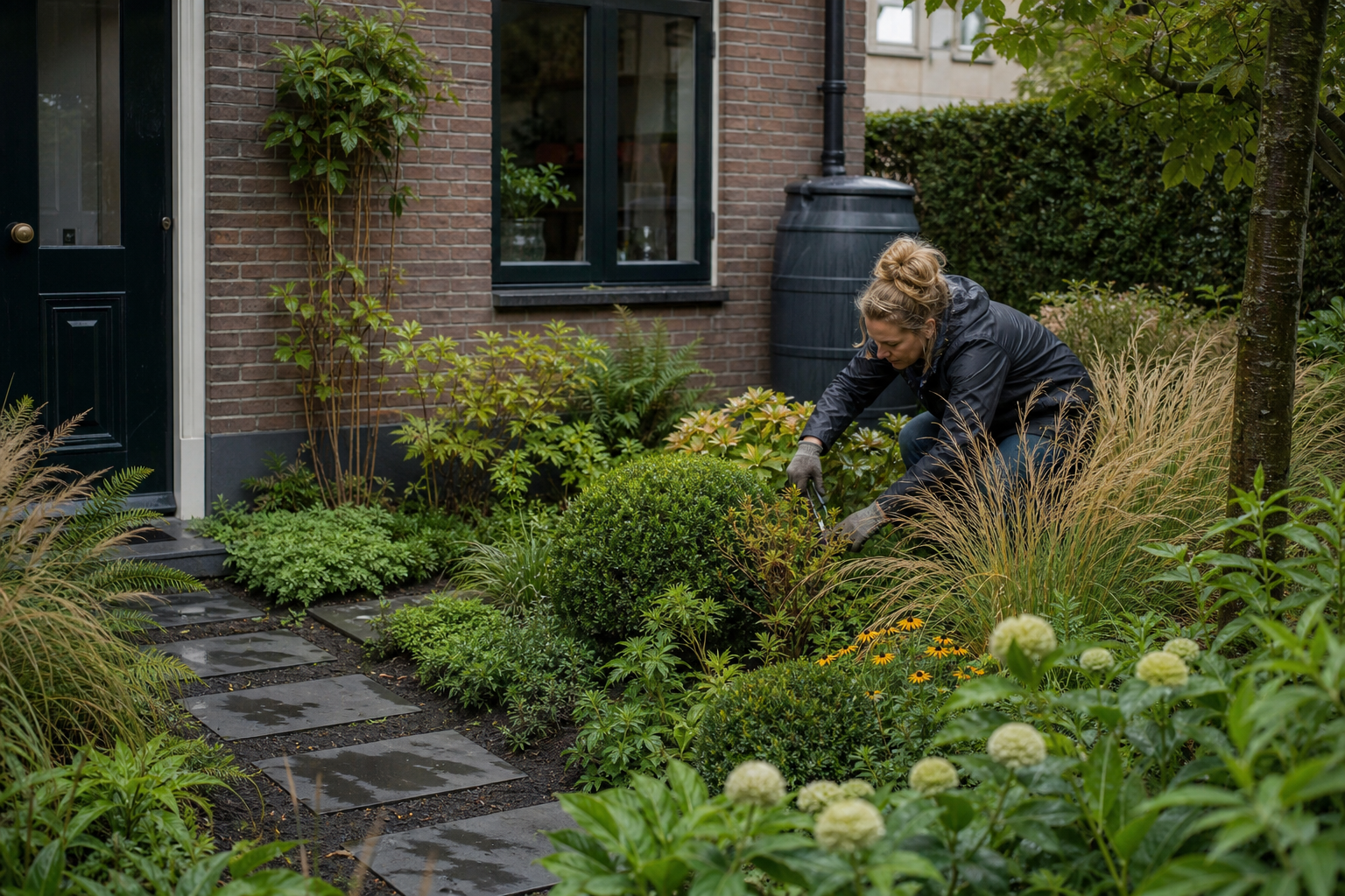 Praktische woon- en bouwsituatie bij regenwater opvangen in de tuin: begin bij dak, bodem en gebruik